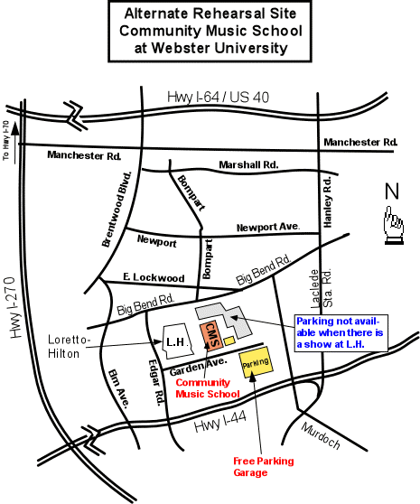 map to alternative rehearsal site at Community Music School