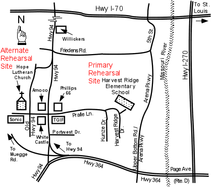 Map to Rehearsal Sites